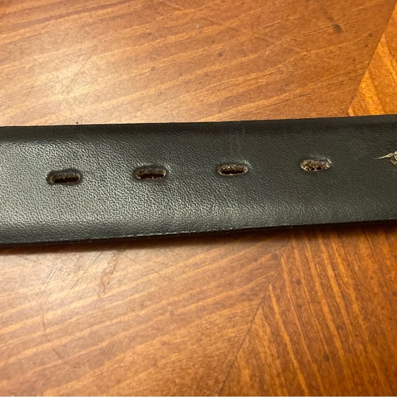 Vintage belt reversible two tone metal buckle leather black & brown sz 38 - Picture 5 of 9